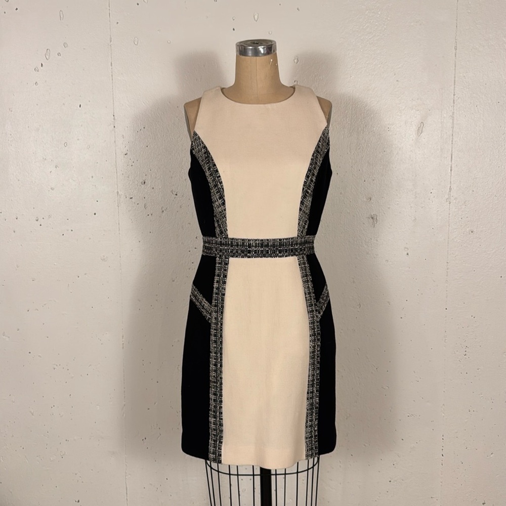 Milly Dress Black and White w Tweed Accents 8